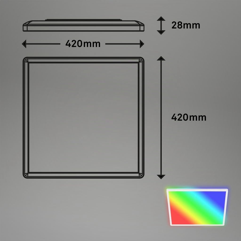 Briloner - Panel LED, plafón regulable, lámpara de techo, RGB, control de color, retroiluminación, incluye mando a distancia, 22 vatios, 2700 lúmenes, 4000 kelvin, blanco, 42 x 42 x 2,8 cm