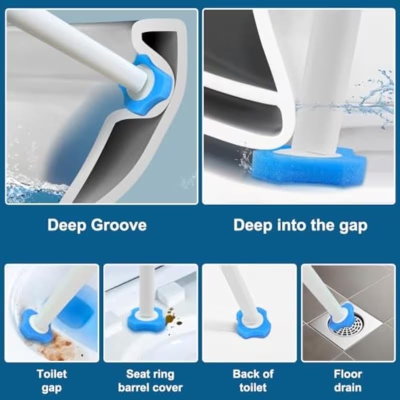 Image of CRIYALE 12pc Disposable Toilet Brush Refills, Toilet Cleaning Sponge for Supreme Deep Cleaning and Hygienic Bathroom Maintenance Household Products Accessory (12 Blue Only Refilles)