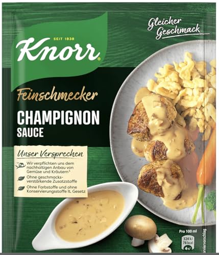Salsa de Champiñones - Sopa Alemana de Preparación Rápida Sin Aditivos, Salsa Crema de Champiñones - Mezcla lista en un instante - Compatible con Knorr Feinschmecker - 38g