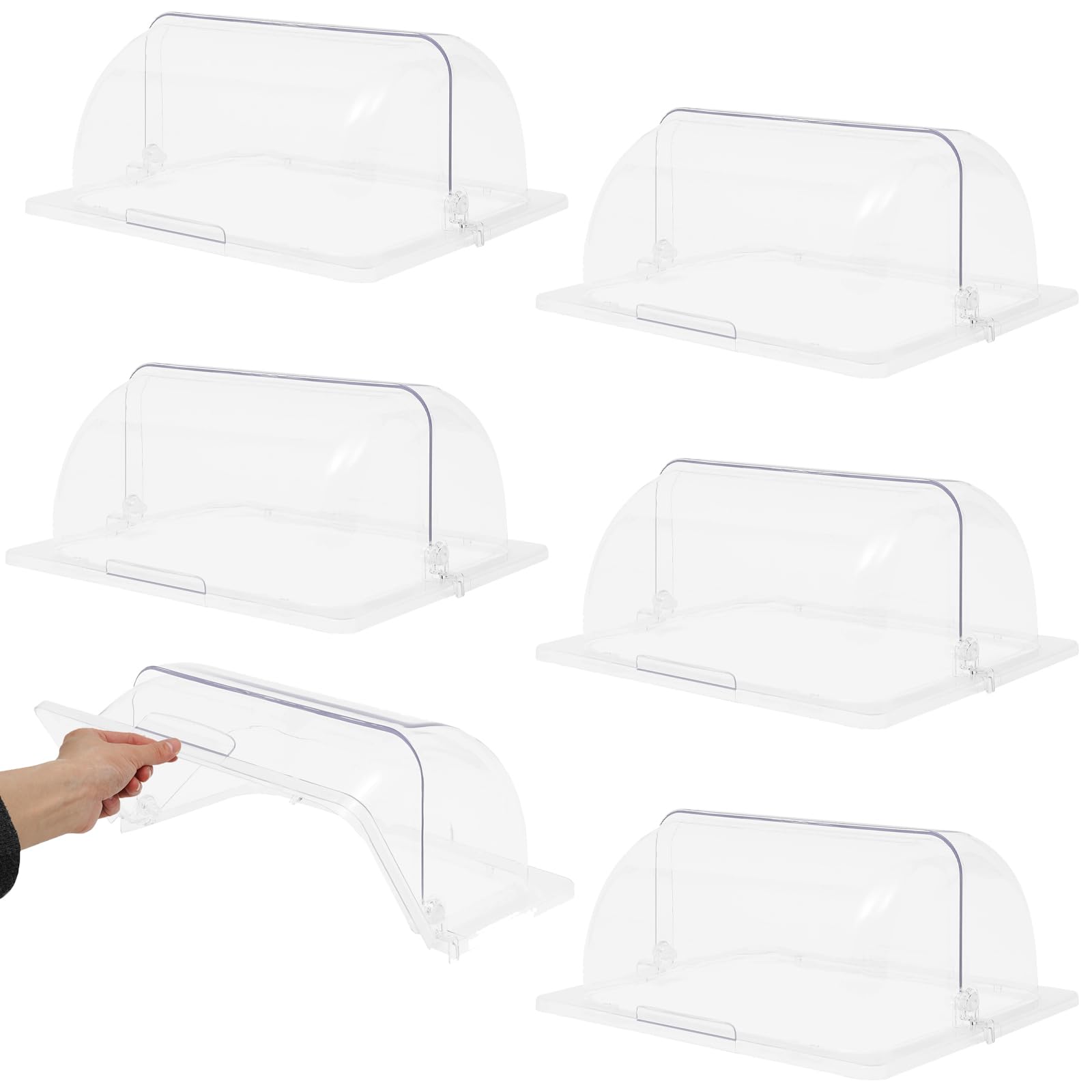 Half Size Chafing Dish Covers, 6 Pcs Clear Buffet Pan Cover, Roll Top Food Pan Cover, Buffet Dishes Covers for Isolate Dust & Other Dirt, for Fast Food Restaurant, Hotel, Family Gathering