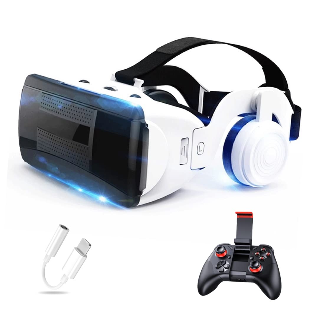 Gafas de Realidad Virtual, 3D VR Gafas con Controlador Bluetooth para Juegos Visión Panorámico VR Glasses para iPhone 13 Pro Max/13 Pro/13/12/11, para Samsung Galaxy S21, Huawei, Xiaomi ( Size : Ios )