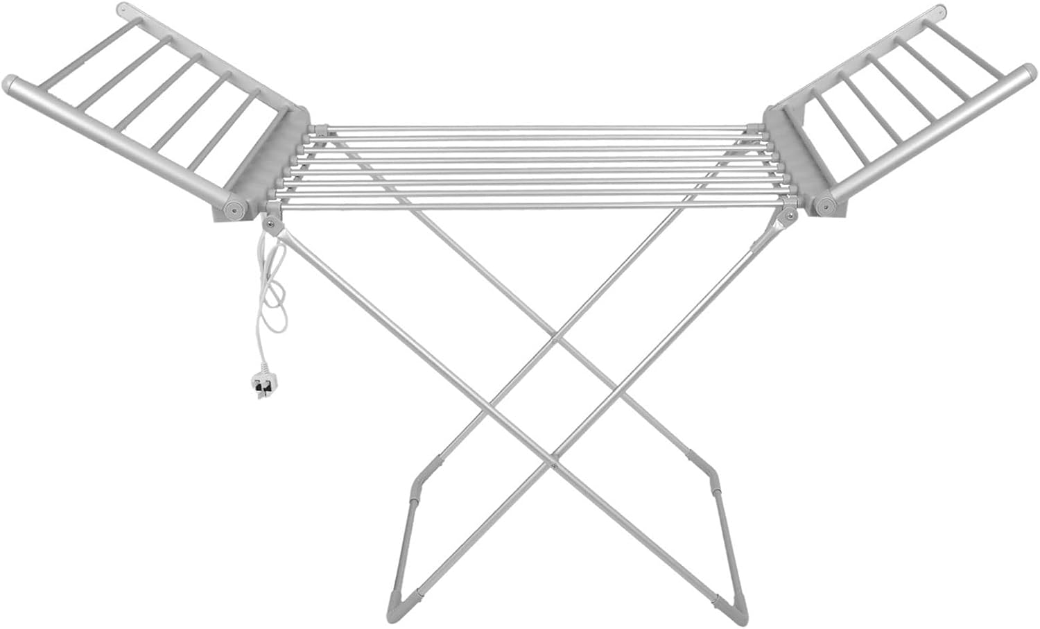 NURBAL Electric Clothes Drying Rack Electric Heated Laundry Rack Free-Standing Heating Large Garment Dryer Towel Rail, Space Saving, Waterproof, Automatic Constant Temperature 58X21X37in Silver