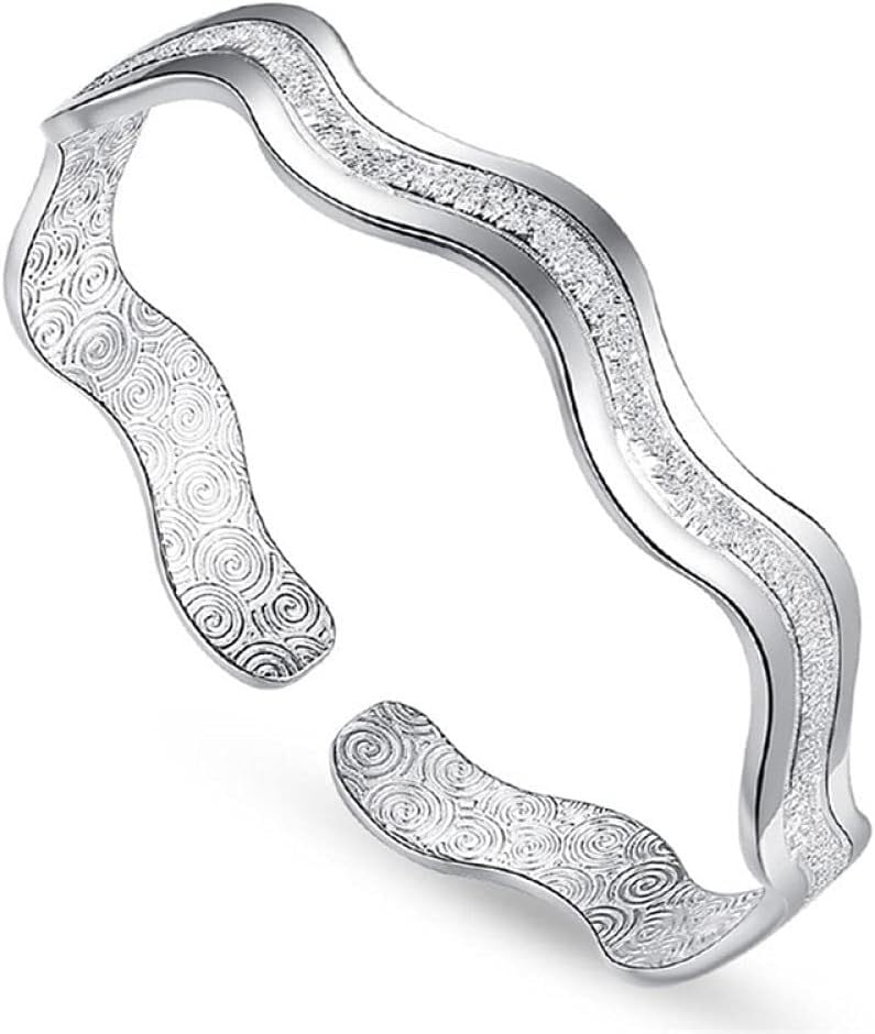 Bracciale regolabile,Bracciale in argento sterling,Bracciale in argento 925 da donna Motivo a onde alla moda Bracciale rigido regolabile Bracciale dell'amicizia Gioielli in argento da donna Regali di