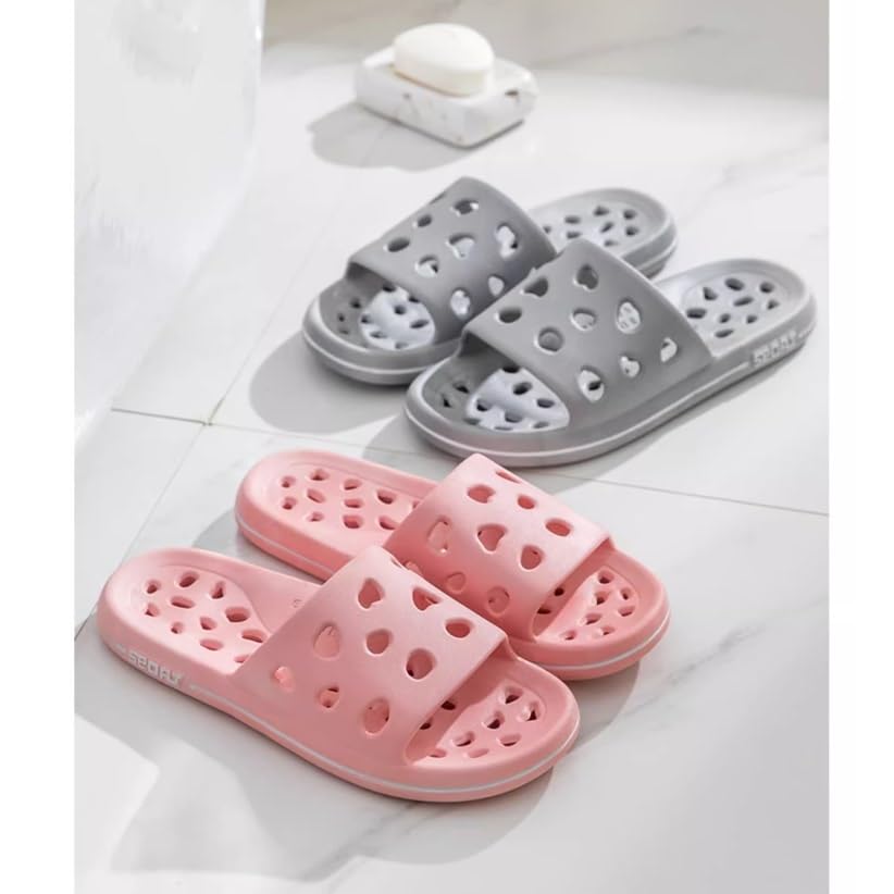 Beach Sandals Non-Slip Bathroom Slippers with Drainage Holes Quick Dry Shower Sandals Dorm Home Slide Shower Shoes for Men Women Outer Slippers(Black,42/43)4
