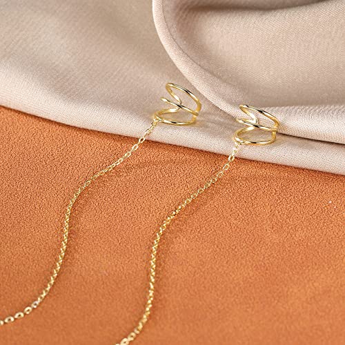 SLUYNZ 925 Sterling Silver Ear Cuff Earrings Chain for Women Crawler Earrings Wrap Helix Climber Earrings4