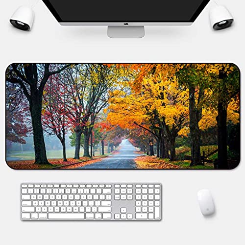 Tapis de souris gamer forêt d'automne jaune pour bureau zen
