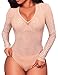 Produktbild SEBOWEL Damen Sexy Strass Mesh Body Club Party Langarm Bodysuit Bluse Tops, #5 Pink, L