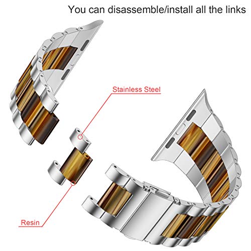 Image of iiteeology Compatible with Apple Watch Band 42mm 41mm 40mm 46mm 45mm 44mm, Light Resin with Stainless Steel Replacement Wristband for iWatch Ultra 3 /Ultra 2 49mm Series 11-1 SE 3