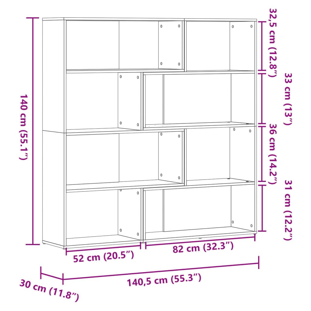 vidaXL Estantería Esquina 4 Niveles Madera Roble Artisan 85x85x140 cm