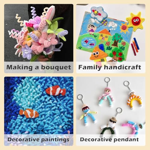 Image of 300Pc Set Tri Color Combo Pipe Cleaners Craft, Pipe Cleaners Chenille Stem Fuzzy Sticks Craft Supplies for flowers making, Home DIY (3 Brown Shades)