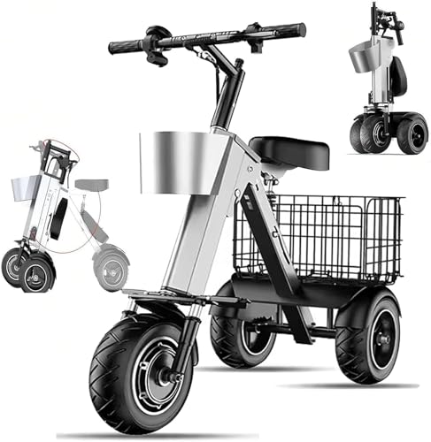 Triciclo Electrico Adulto Con Respaldo Triciclo Plegable,Batería Extraíble De 36V/10A,Motor 450 W,Cesta Delantera,Velocidad Ajustable Para Adultos Y Ancianos