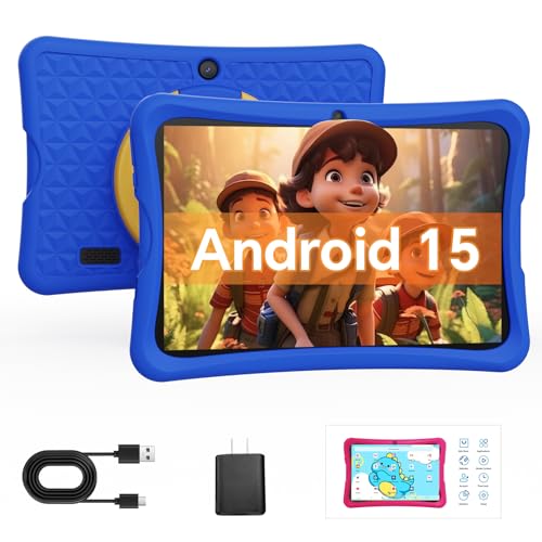 Image of DigiLand 10.1 inch Kids Tablet, 6GB RAM 32GB ROM, Android 15 GO, with Kid-Proof Silicone Case, Parental Control, 6000mAh Battery, 5MP Camera, WiFi, Bluetooth 5.0, HD IPS Display -Blue