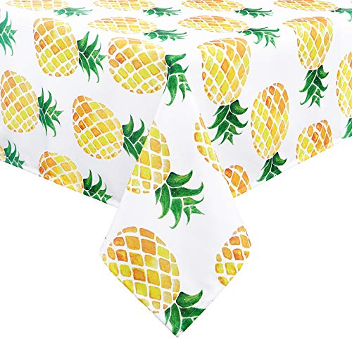 Pineapple Tablecloth, Yellow Pineapples Table Cloth for Spring Summer, Waterproof Tablecloth for Kitchen Dining Room Picnic Party Banquet, Outdoor Indoor Use Tablecloth, Square 55 x 55 inch