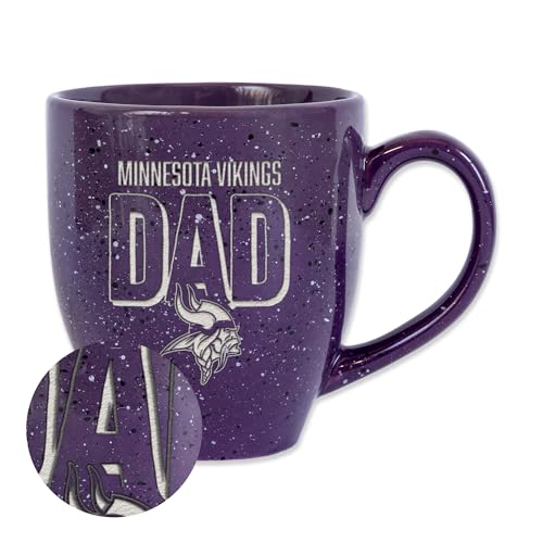 Rico Industries NFL Football Minnesota Vikings Dad Purple 16 oz Team Color Laser Engraved Speckled Ceramic Coffee Mug