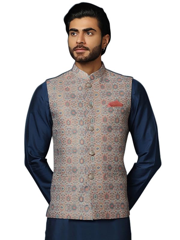 kisah Men's Nehru Jacket Multicolor Ethnic Festive Traditional Waistcoat Cotton, Regular Fit-picture-38