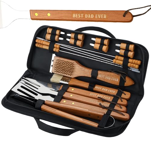 Honeydak 18 Pcs BBQ Grill Accessories Set for Men Best Dad Ever Gifts for Fathers Day Stainless...