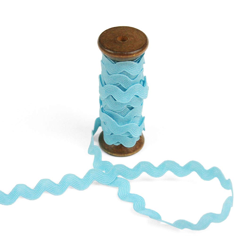 3 Yards of POLLY 8mm Rigid Ric-Rac Trim on a Wooden Spool, Celestial Blue