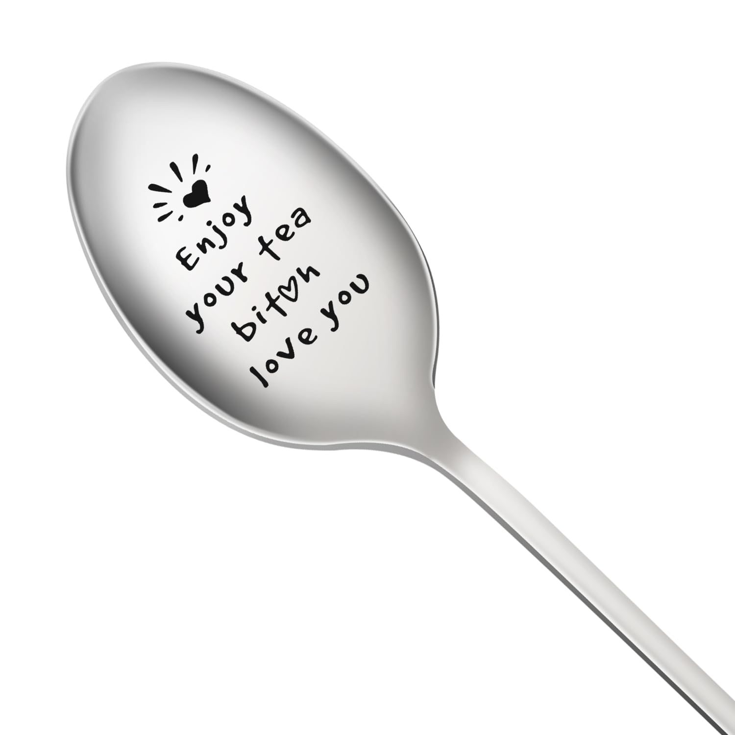 Friend Coffee Spoon, Bestie Friendship Gift for Women Girl Enjoy Your Tea Bitch Love You Spoons Engraved Coffee Tea Spoons BFF Dessert Spoons Christmas Birthday Gifts for Friends A4YYS (Enjoy)