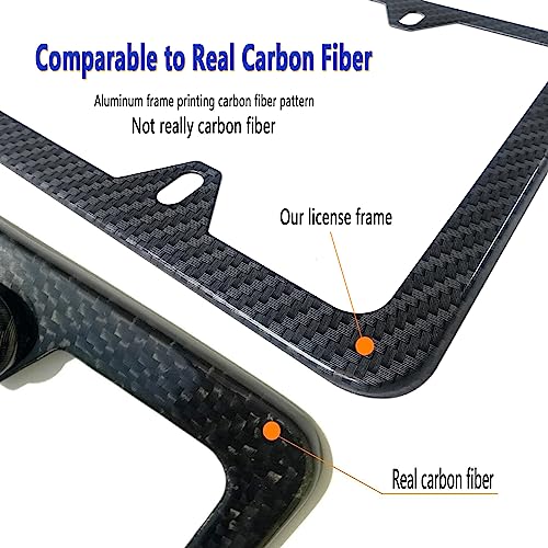 Aootf DZ-KB-TQW Carbon Fiber License Plate Frames -4 Holes Black Aluminum Car Tag Cover Holder Printing Carbon Fiber Pattern thumb #2