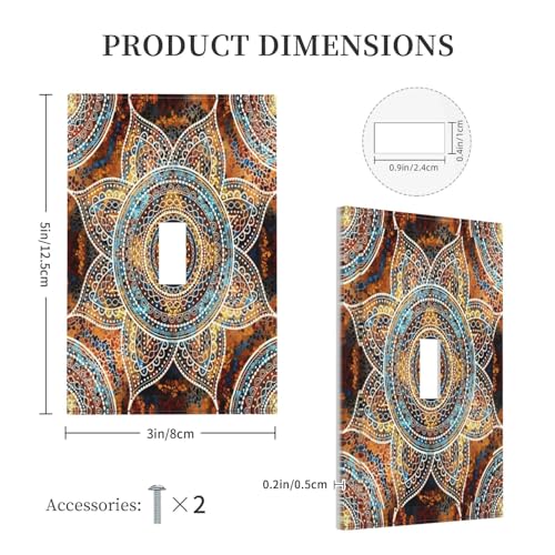 Bohemian Colorful Vintage Floral Mandala Flower 1 Gang Wallplate Decorative Outlet Light Switch Plate Covers Single Toggle Electrical Faceplate Cover For Kitchen Bathroom Bedroom Home Decor - Image 6