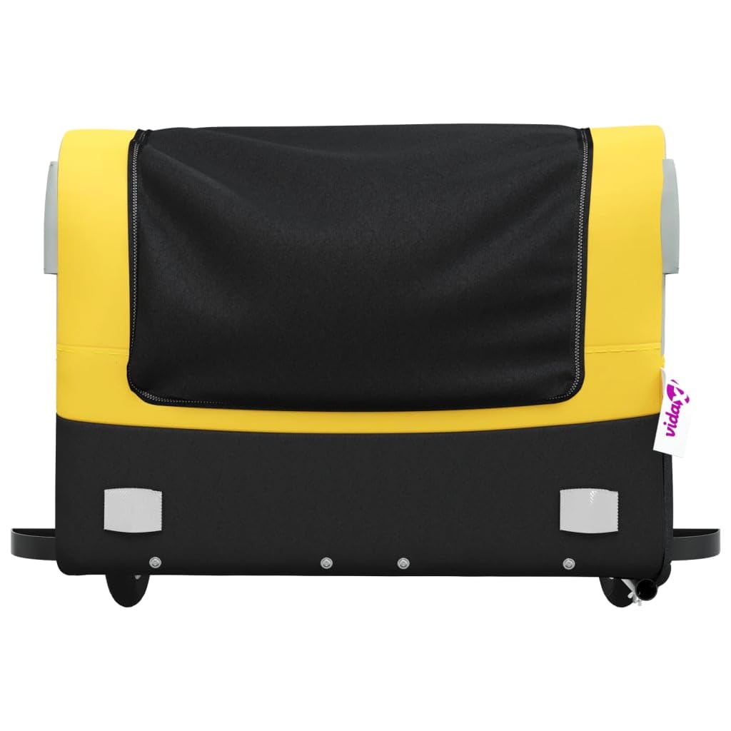 Rimorchio da Bici Nero e Giallo 45 kg in Ferro,Rimorchio Carrello per Bici,Carrellino Rimorchio,Carrello per Bici-94050
