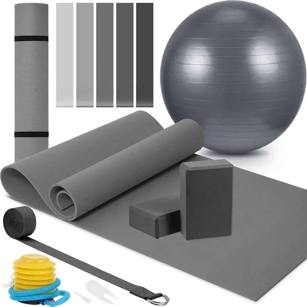 SAI INDER KALA Complete Yoga Kit: Mat, Blocks, Strap, Ball & Resistance Bands for Beginners & Experienced Yogis