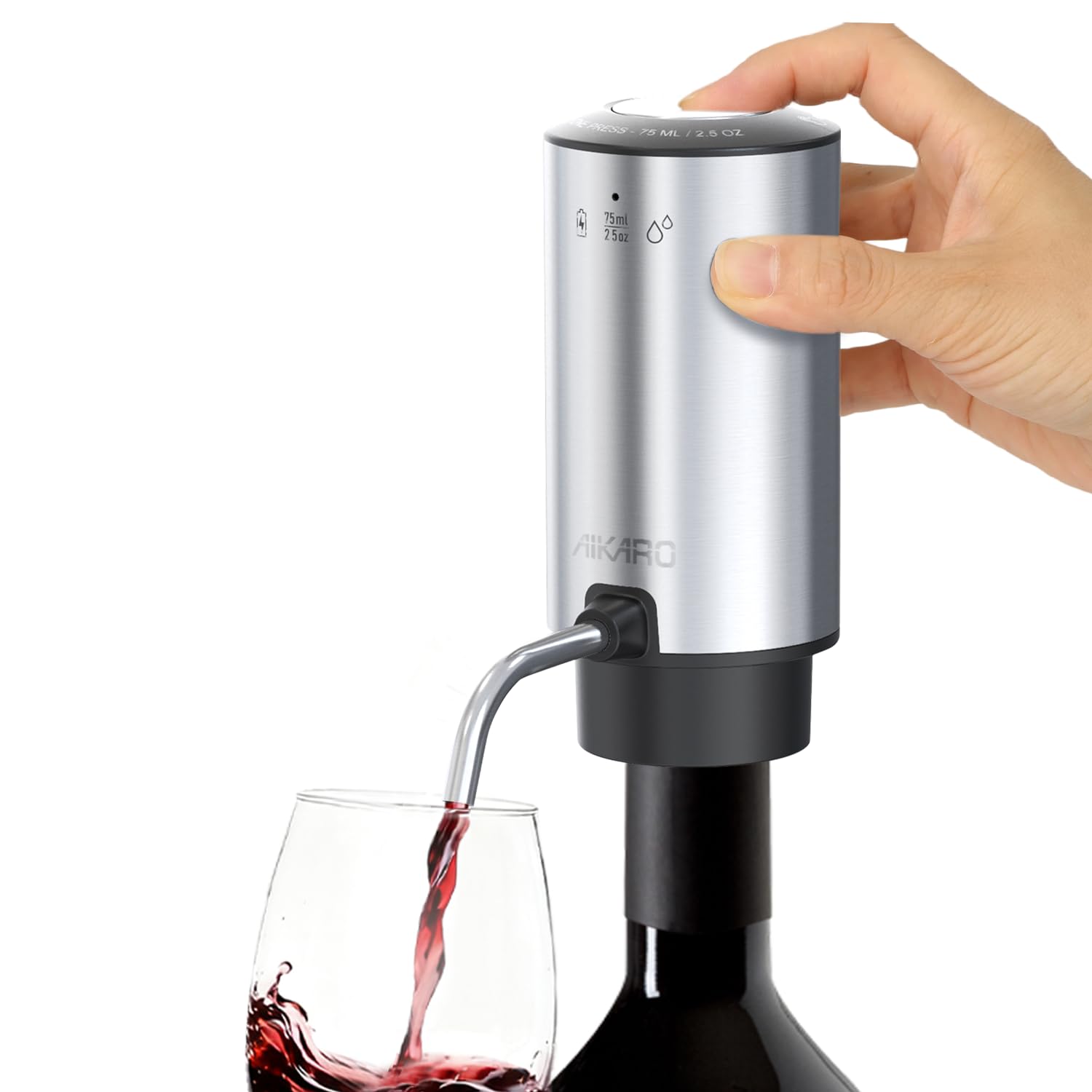 AIKARO - Electric Wine Aerator Pourer Rechargeable Automatic Electronic Decanter, Auto-Stop