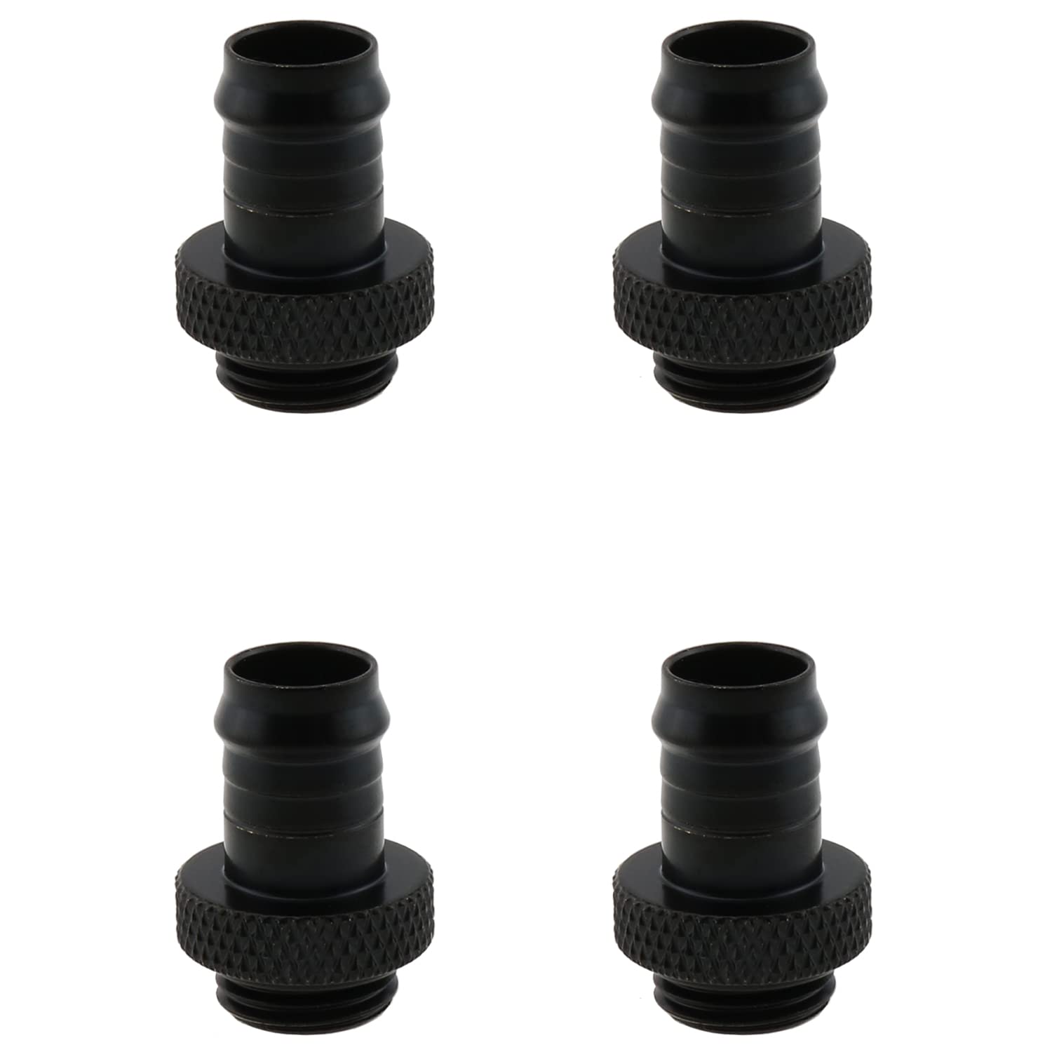 4pcs Copper Fittings G1/4 Thread Soft Tube Barb Connector PC Water Cooling System Soft Tube Connectors, Black
