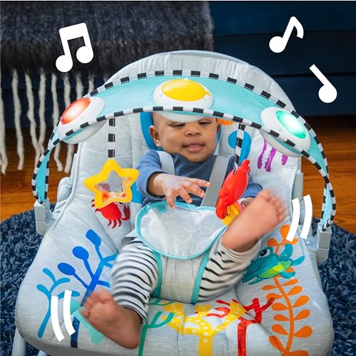 Image of Baby Einstein Ocean Explorers Kick to It Opus Musical Infant to Toddler Rocker, Baby Chair, Baby-Activated Music and Lights, Ages 0-30 Months