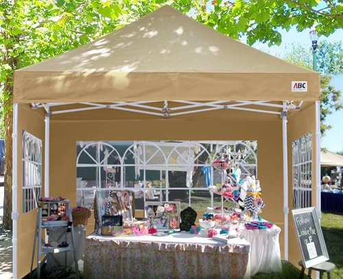 Image of ABCCANOPY Pop up Canopy Tent with Elegant Church Window 10X10,Beige