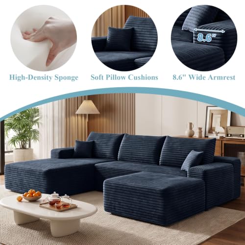 Image of Boneless Cloud Sectional Couch Modular Sofa with Ottoman for Living Room