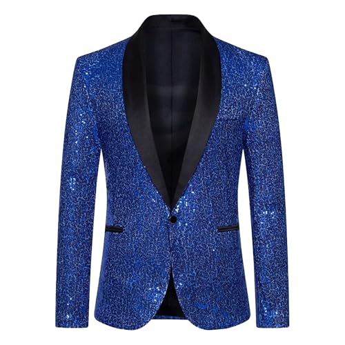 Men Sequin Sparkly Suit Jacket Tuxedo Prom Blazer Casual Shiny Sport Coat