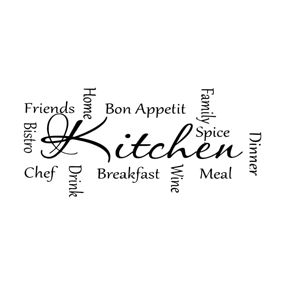 Kitchen Sign Vinyls Wall Sticker Bon Appetit Lettering Decals Restaurant Wall Decors Wine Food Words Vinyl Small - 57x27cm