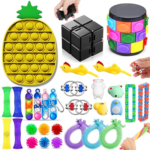 Chennyfun Stressabbau-Set, 30 Pcs Sensory Zappeln Anti Stress-Zauberwürfel...