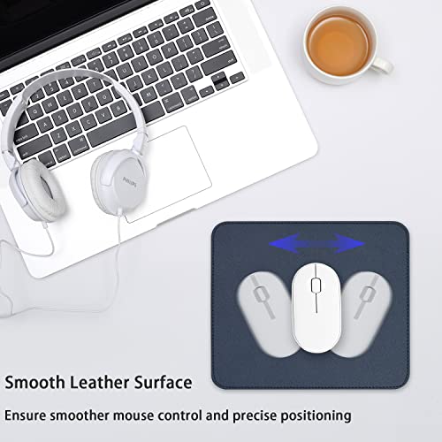 Image of Aropana Mouse Pad, Reversible Dual Color Vegan Leather MouseMat for Wireless and Wired Mouse Anti Fray with Stitched-Edges for Office and Home (25cm x 21cm - Blue /Yellow)