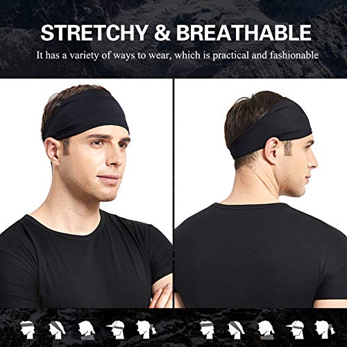 Acozycoo Mens Running Headband,5Pack,Mens Sweatband Sports Headband For Running,Cycling,Basketball,Yoga,Fitness Workout Stretchy Unisex Hairband thumb #3