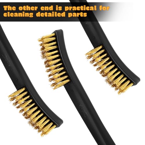 Image of 10 Pieces Small Wire Brush Scratch Brush Set, Double Headed Curved Brass Wire Brushes for Cleaning Welding Slag and Rust