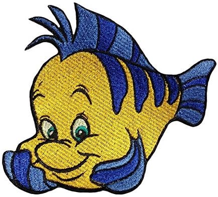 5 inches Flounder patch iron on disney embroidered patch applique sew on embroidery