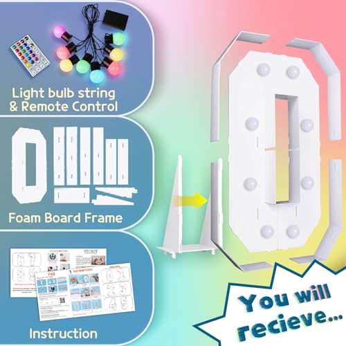 Image of Imprsv Colorful 3FT Marquee Numbers 0, 18 Colors Large Light up Numbers
