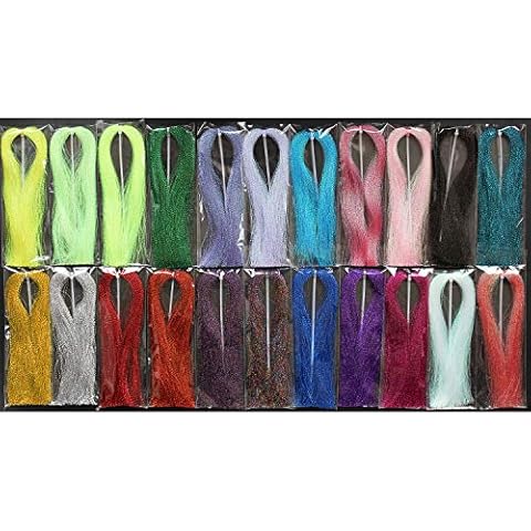 Tigofly 22 Packs 22 Colors Crystal Flash Holographic Tinsel Krystal Flashabou Sparkle Dry Streamer Tube Fly Fishing Tying String Materials Cover