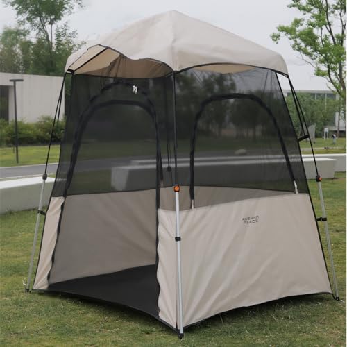 Tents for Camping Sport Instant Weather Proof Tent Pop Up Clear View Outdoor Tent with Removable Top Cover and Sealed Floor Mesh Sun Shelter for Sports Events Fishing Cheering (MESH 59*43*67 INCH)