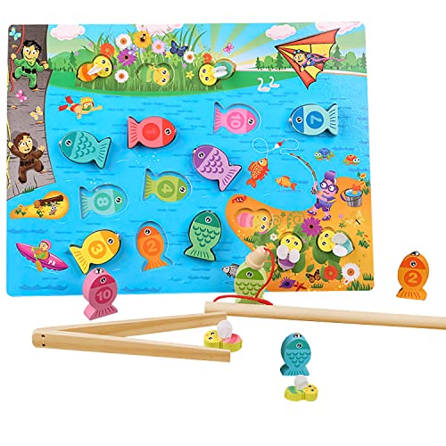 Magnetisches Angelspielzeug, Magnetisches Angelspiel Holzspielzeug, Angelspiel Montessori Spielzeug Holzspielzeug, Kinderspielzeug Geschenk ab 2 3 4 Jahre Mädchen Jungen