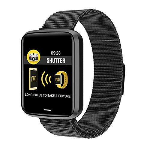 Blutdruck-Test-Uhr-Smart-Watchip67 Stoppuhr for Männer Frauen Thanksgiving Day Geschenk W1221 (Color : Black)