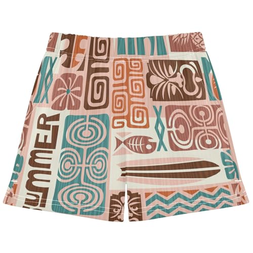 pnyoin Girl's Shorts Vintage Summer Print Athletic Running Shorts with Pockets Size 12-13t Multi