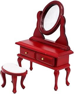 SEWACC Conjunto De Mini Móveis Móveis De Casa De Boneca Móveis Em Miniatura Mini Casa Móveis Em Miniatura Mini Casa Lareira Mini Lareira Ornamentos Penteadeira De Madeira Vermelha