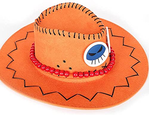 Enjoyyouselves 1Pcs Orange Cute Anime One Piece Ace Cosplay Cowboy Hats Men Women Traveltony Pirates Caps Costume Figure Toys Gifts (Inner Diameter 20X18Cm)