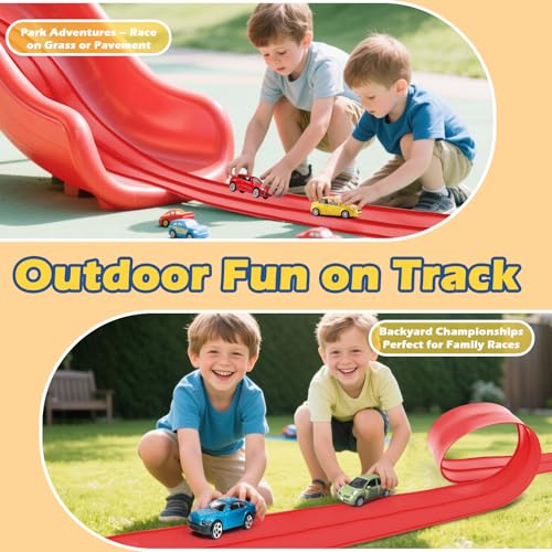 Upgrade Flexible Race Track for Kids 3+, Flexible Car Track 15Ft Race Track Compatible with Diecast 1/64th Cars, Roll Up Car Ramp Toy with Strong Suction Cups - image 5