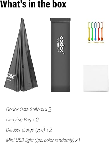 Miniatura 3 de Godox Caja de luz octagonal de 37.5 pulgadas, reflector de flash de estudio, caja suave octogonal con bolsa de transporte para retrato, fotografía