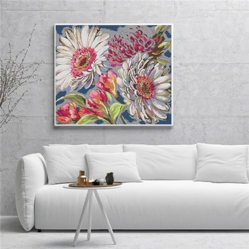 Image of ITSTITCH Stamped Cross Stitch Kits - Full Set of Embroidery for Beginners or Adults,14 CT 2 Strands DIY Watercolor Sunflower Patterns Counted Arts Craft 17.3x15 inch