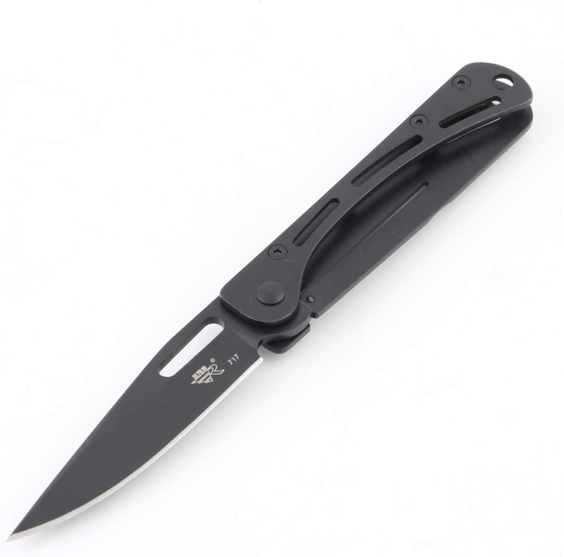 Sanrenmu B4-717 Pocket EDC Folding Knife Blade Stainless Steel Frame Lock with Lanyard Hole and Back Clip